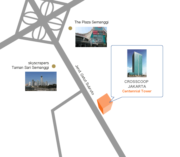 ジャカルタ レンタルオフィスのアクセスマップ