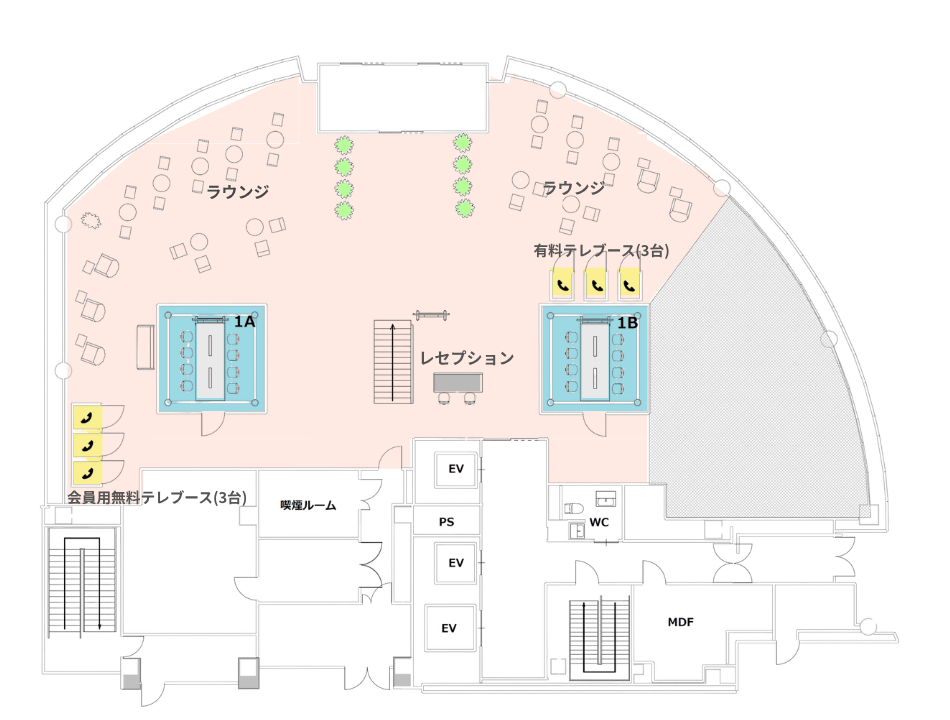 名古屋太閤レンタルオフィスのフロアマップ1F